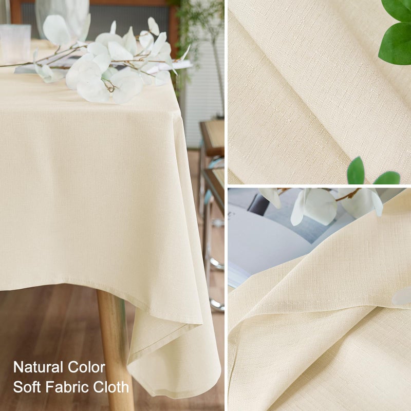 AUSSPVOCT Textured Tablecloth Rectangle 52x70 Water Resistant Spill-Proof Wipeable Cream Table Cloth Wrinkle Free Fabric Dining Table Cover for Thanksgiving Fall Party Farmhouse Kitchen Decor - Image 4